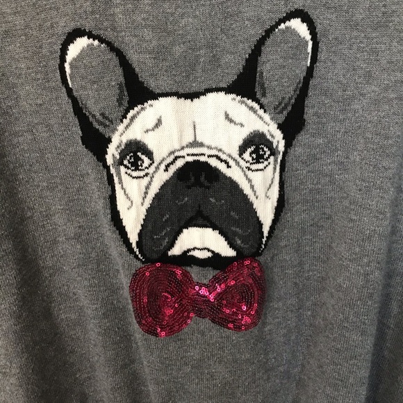 BONGO hi-low sweater with bulldog and bow tie - Picture 2 of 7
